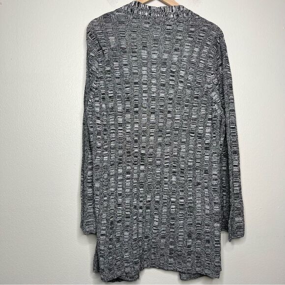 Eileen‎ Fisher Women Silk Linen Cardigan Sweater Large Black White Open Front - Picture 3 of 7